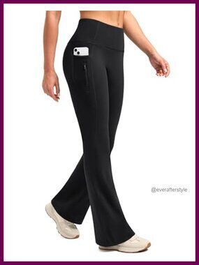 Fleece Lined Flare Leggings Water Resistant Winter Bootcut Pants